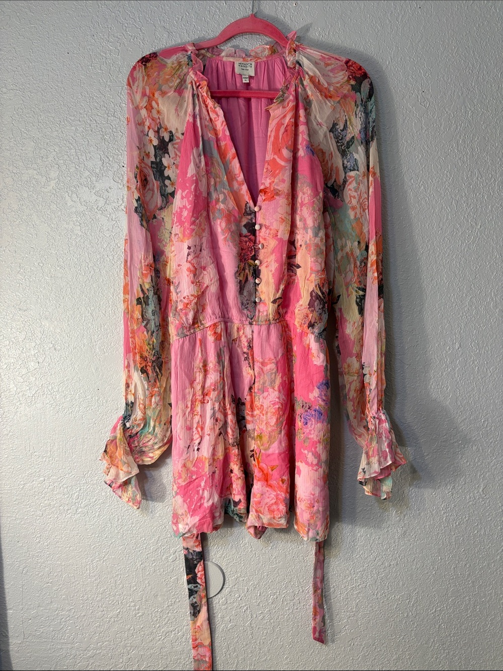 HEMANT & NANDITA Pink Floral Multicolor Ruffle Romper